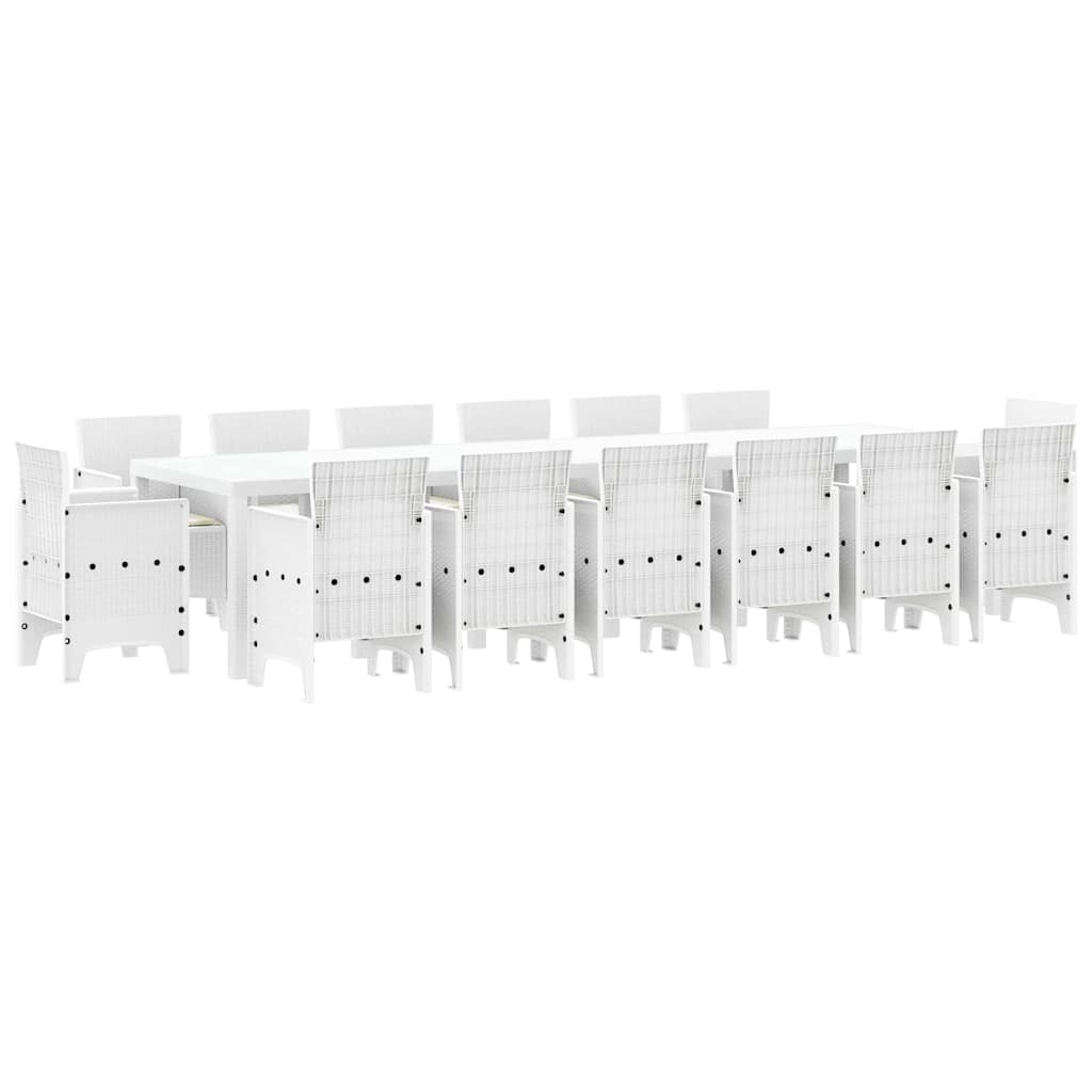 Kert étkező szett 15 pcs Fehér Polt rattan