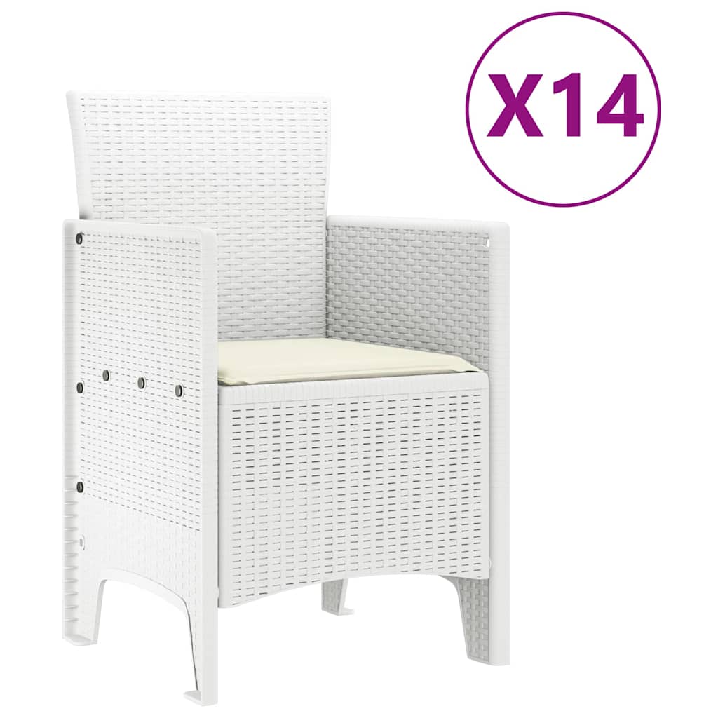 Kert étkező szett 15 pcs Fehér Polt rattan
