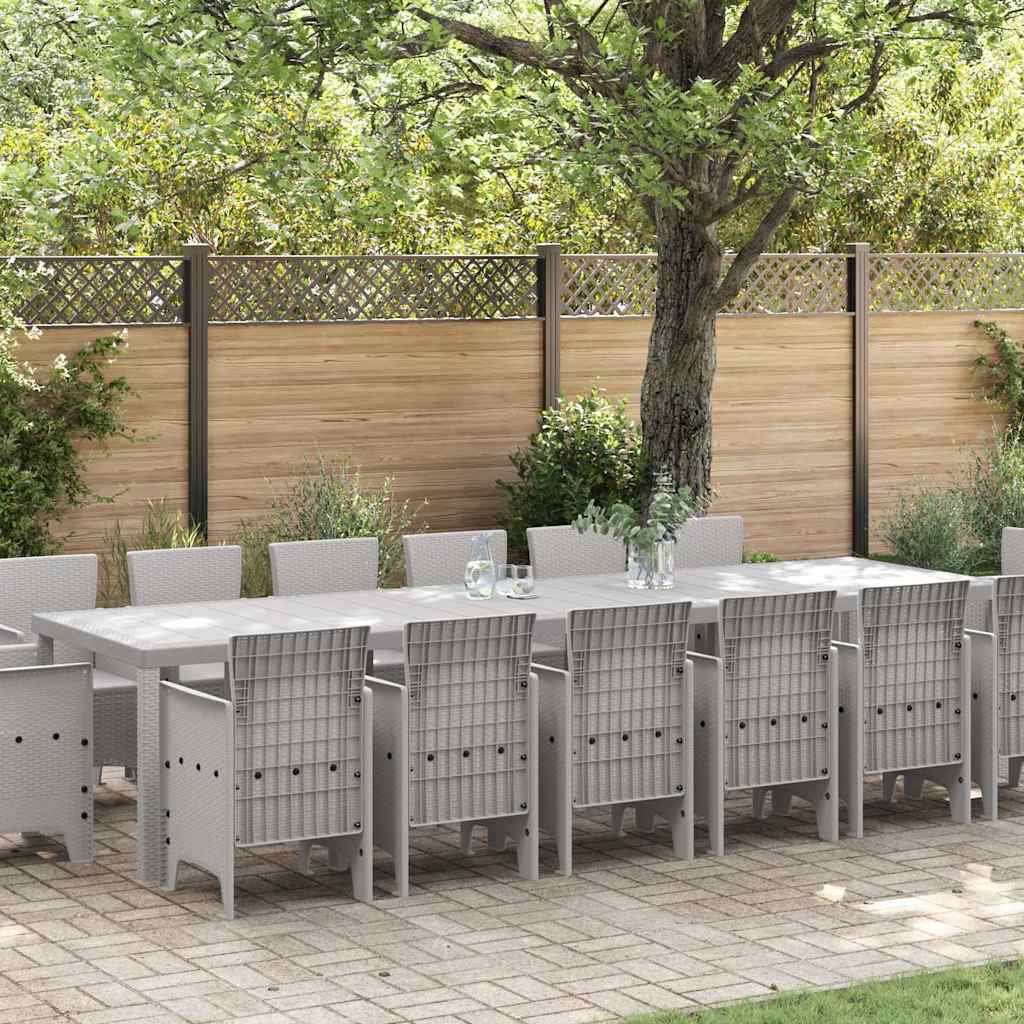 Kert étkező szett 15 pcs Világosszürke Polt rattan