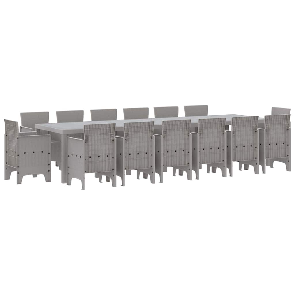 Kert étkező szett 15 pcs Világosszürke Polt rattan
