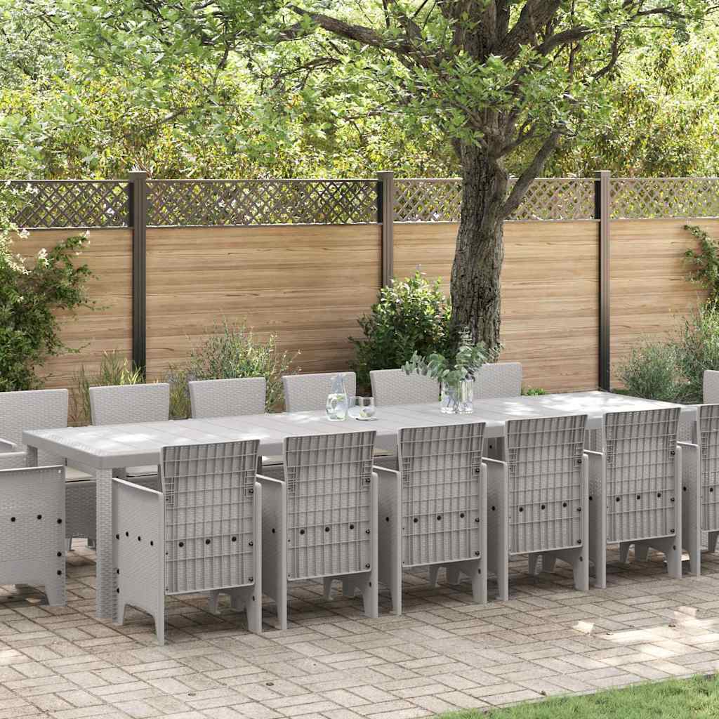 Kert étkező szett 15 pcs Világosszürke Polt rattan