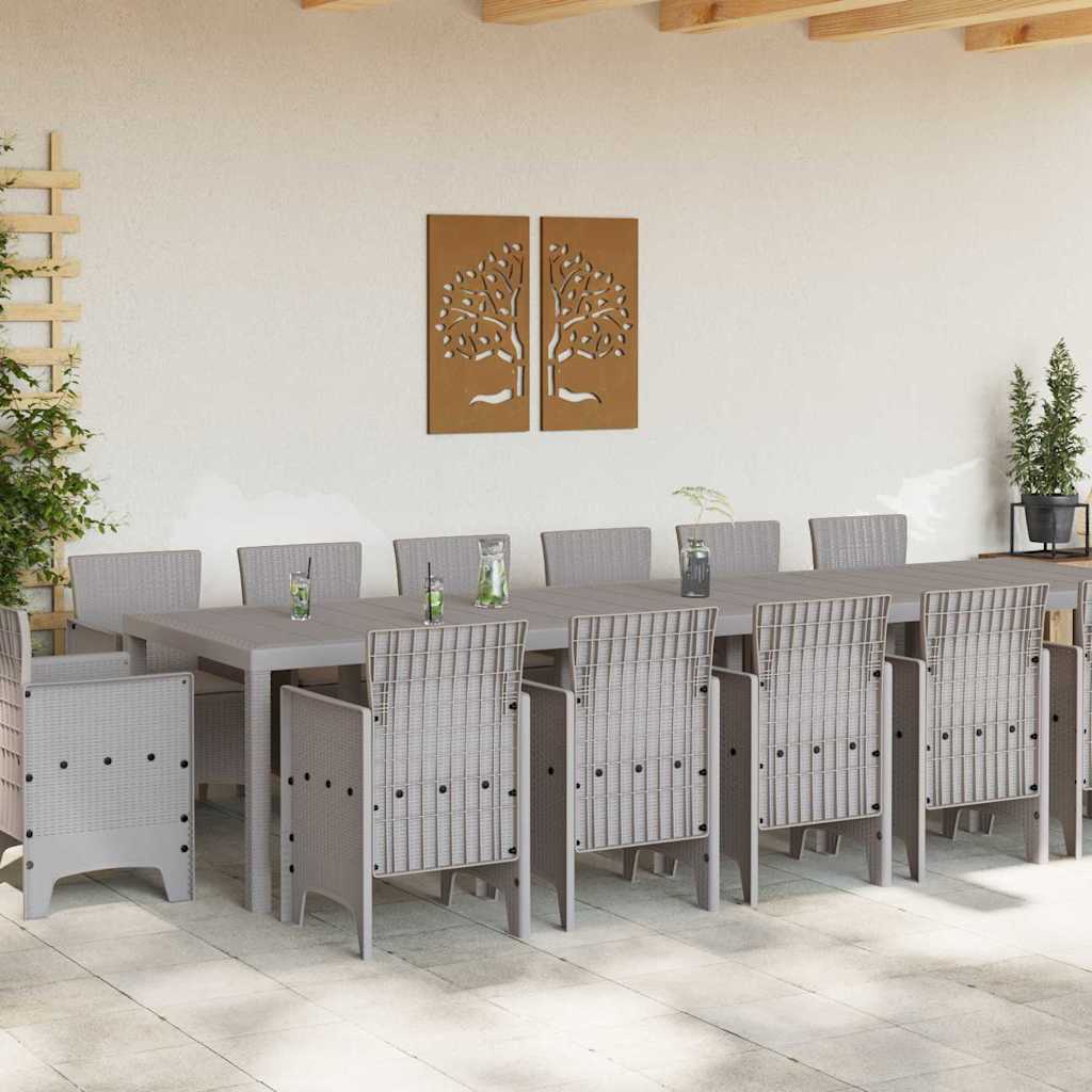 Kert étkező szett 15 pcs Világosszürke Polt rattan
