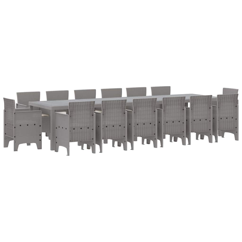 Kert étkező szett 15 pcs Világosszürke Polt rattan
