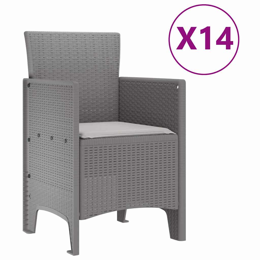 Kert étkező szett 15 db Világosszürke Polt rattan
