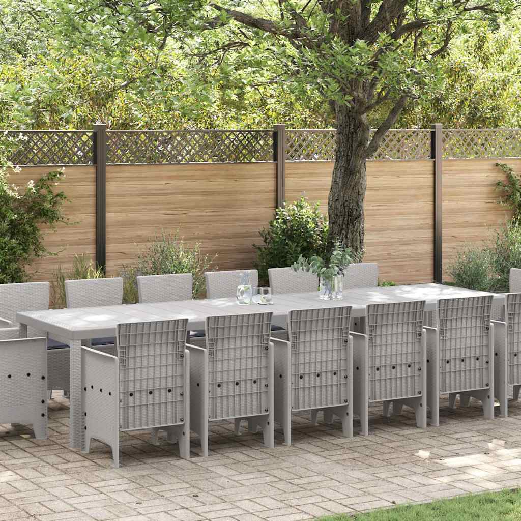 Kert étkező szett 15 pcs Világosszürke Polt rattan