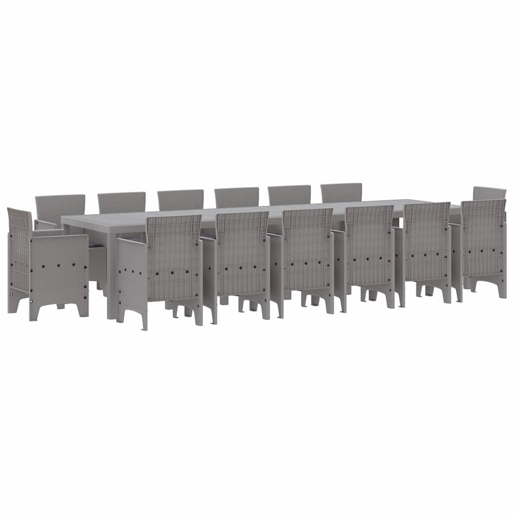 Kert étkező szett 15 pcs Világosszürke Polt rattan