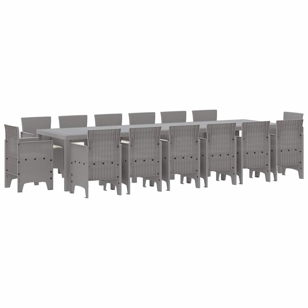 Kert étkező szett 15 pcs Világosszürke Polt rattan