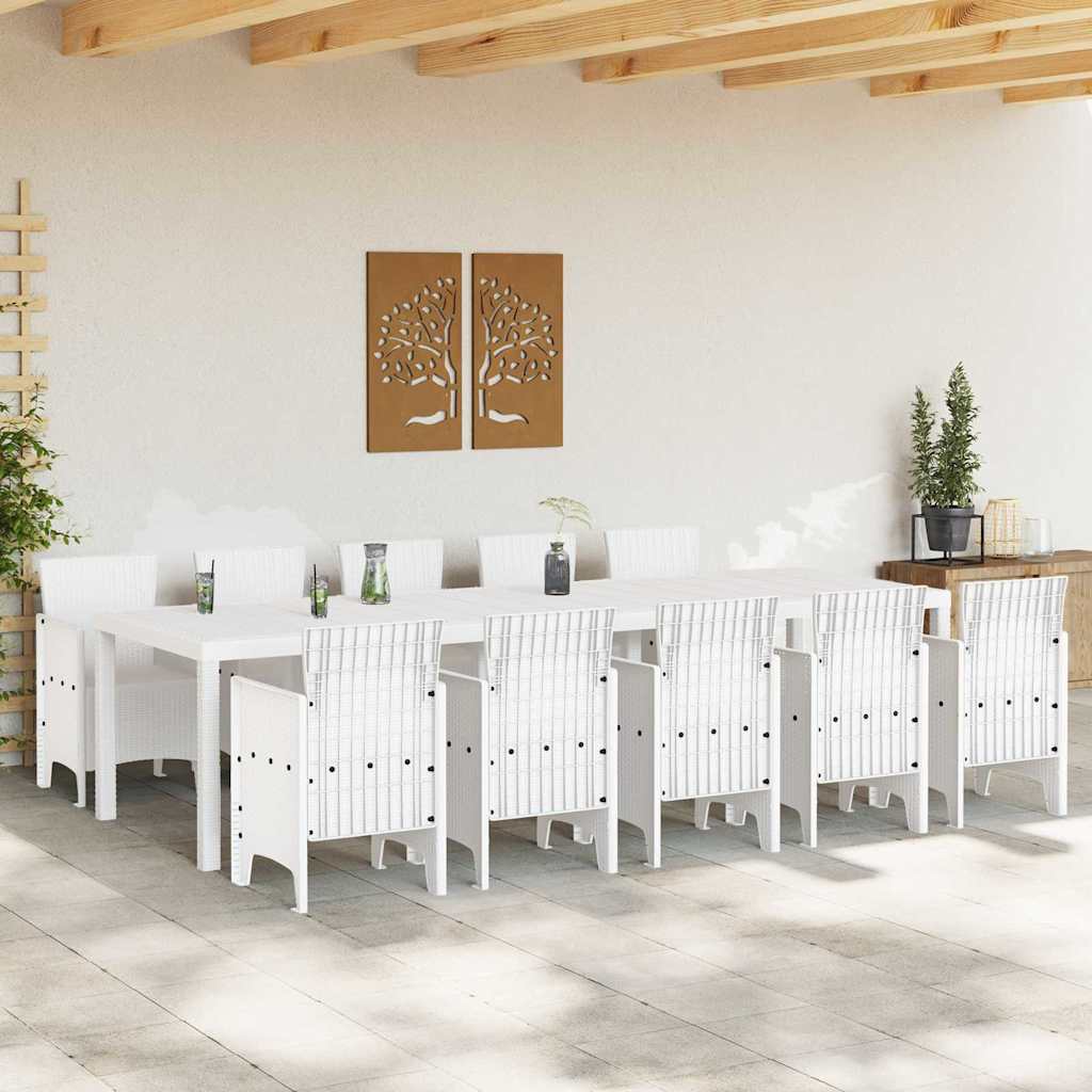 Kert étkező szett 11 pcs Fehér Rattan és acél