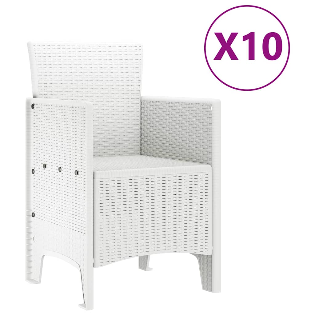 Kert étkező szett 11 pcs Fehér Rattan és acél