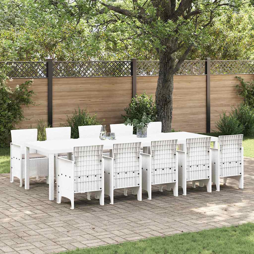 Kert étkező szett 11 pcs Fehér és taupe Szintetikus rattan
