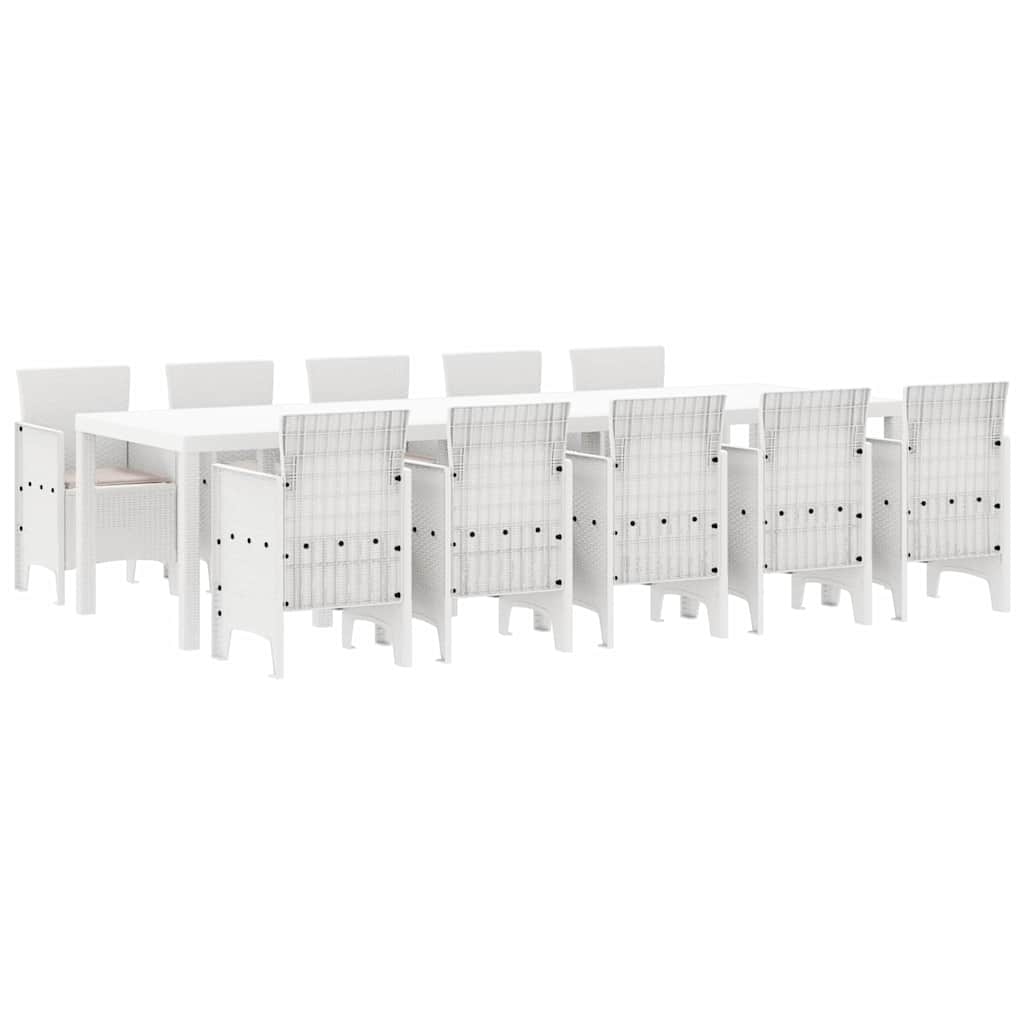 Kert étkező szett 11 pcs Fehér és taupe Szintetikus rattan