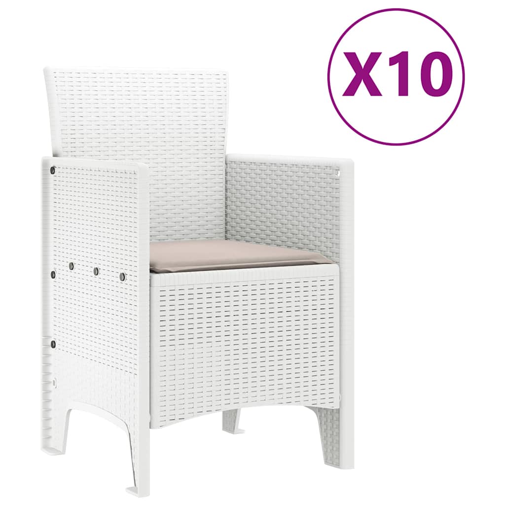 Kert étkező szett 11 pcs Fehér és taupe Szintetikus rattan