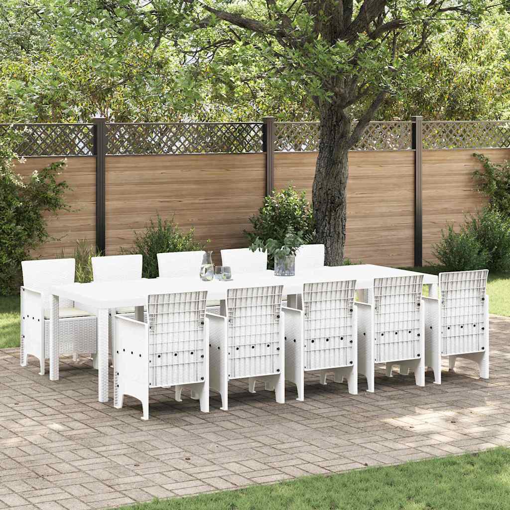 Kert étkező szett párnával 11 pcs Fehér Polyrattan és acél