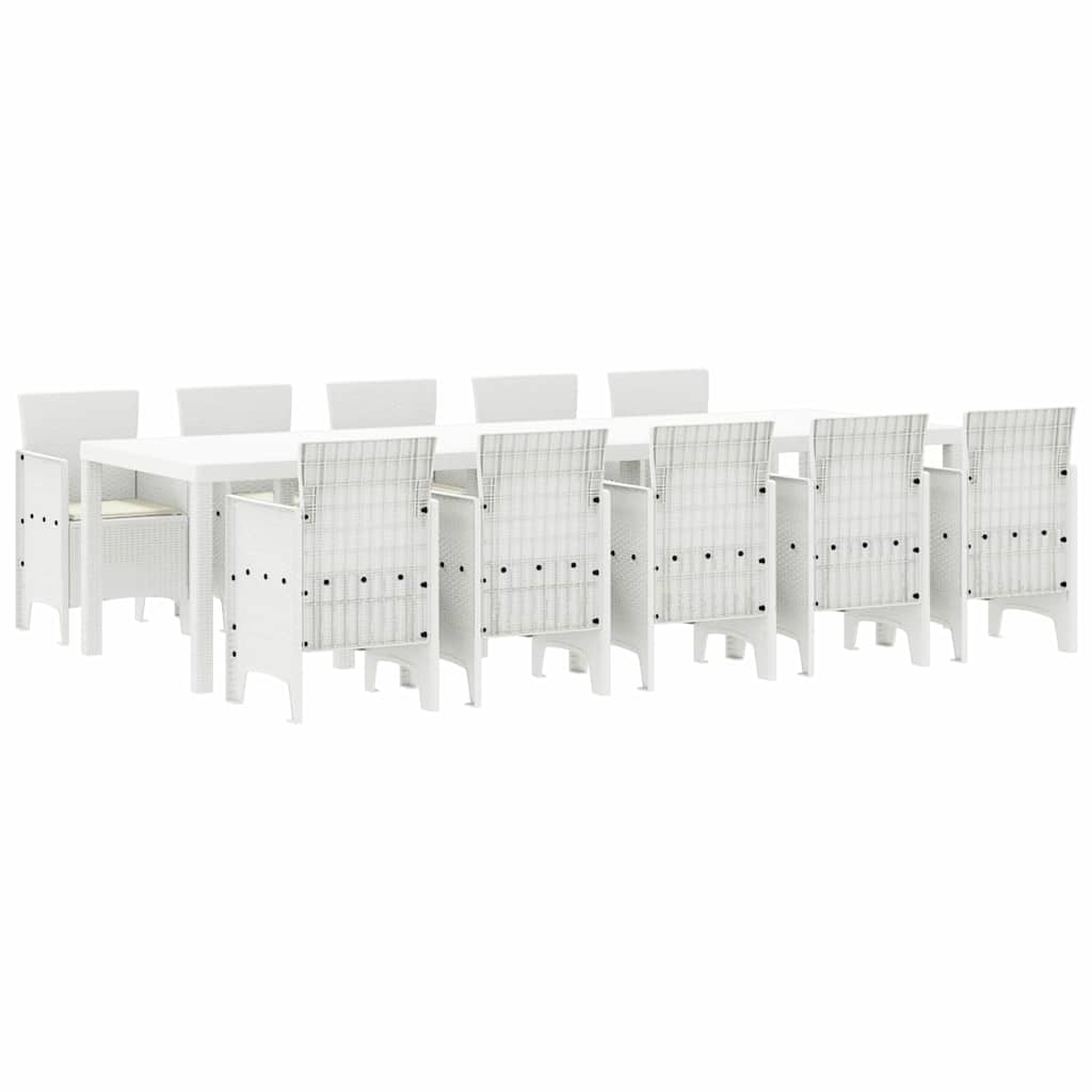 Kert étkező szett párnával 11 pcs Fehér Polyrattan és acél