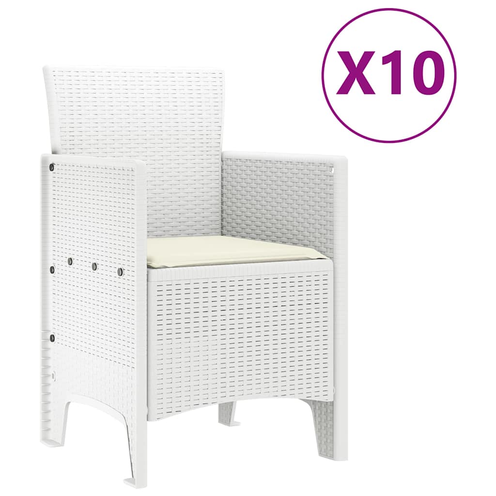 Kert étkező szett párnával 11 pcs Fehér Polyrattan és acél