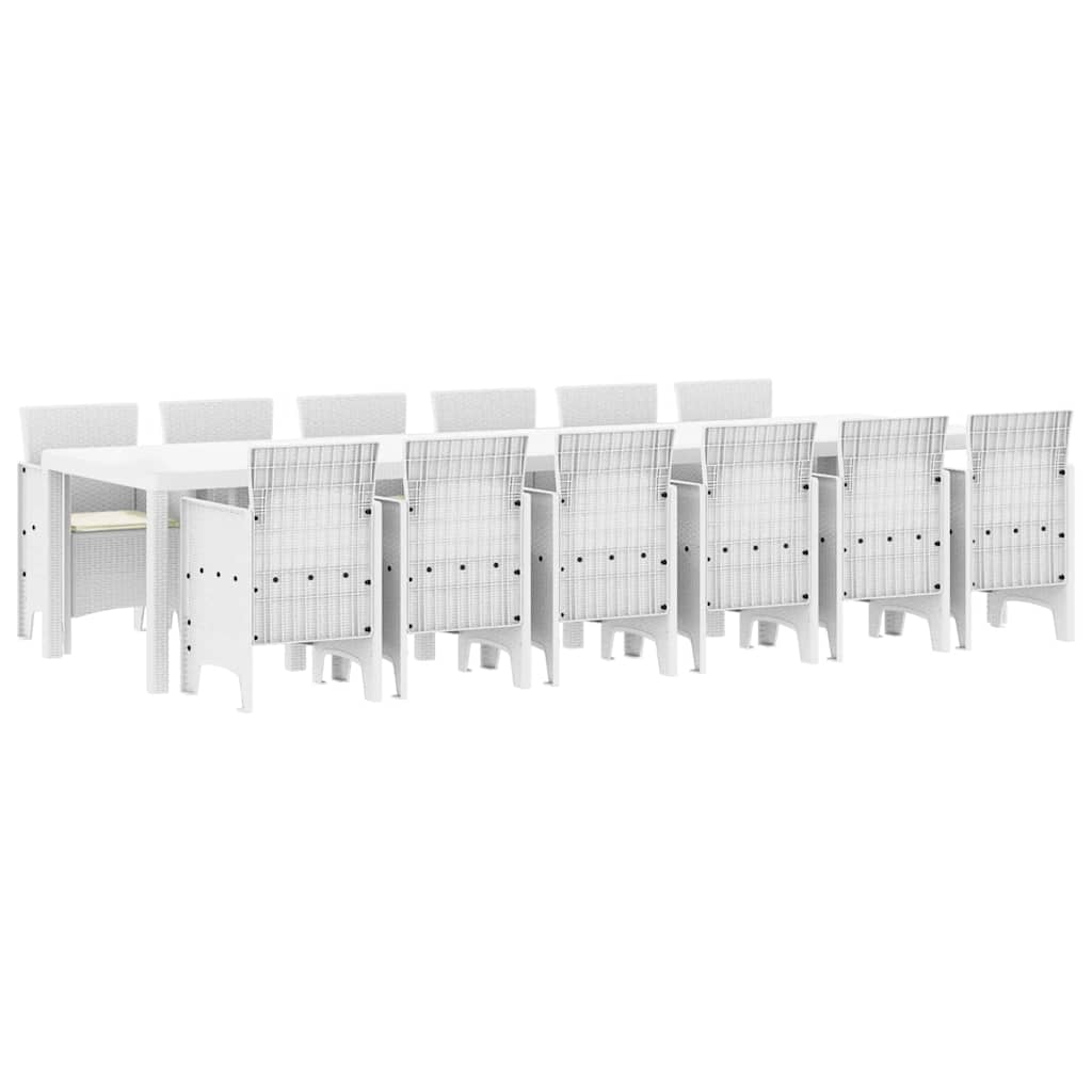 Kert étkező szett 13 pcs Fehér Polt rattan