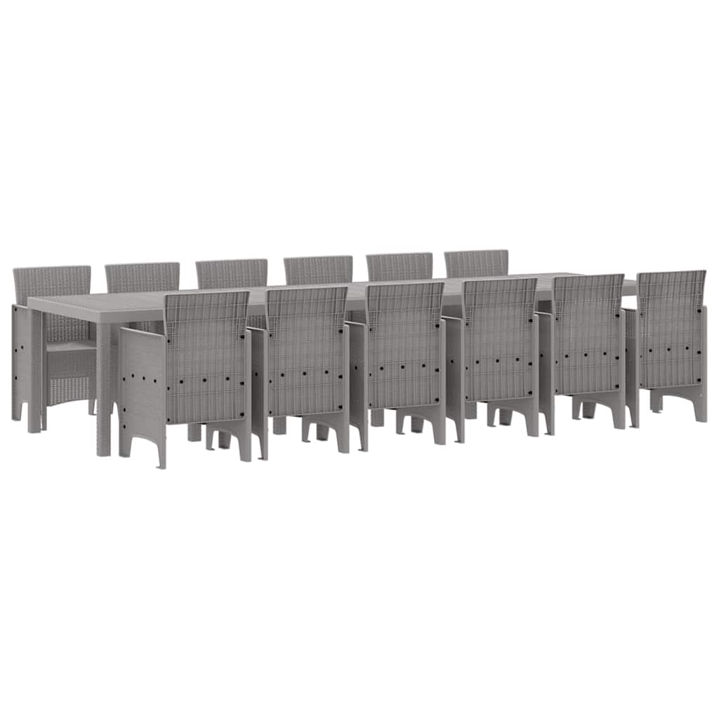 Kert étkező szett 13 pcs Világosszürke Polt rattan
