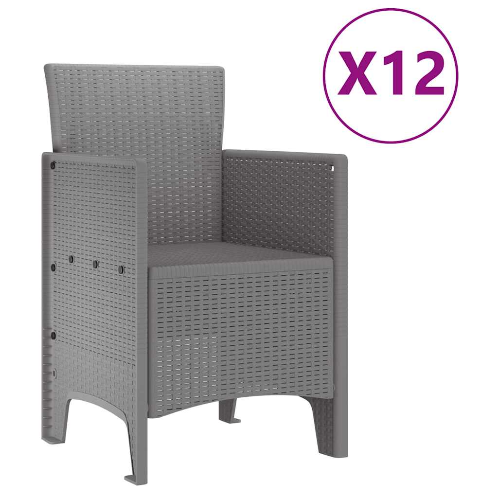 Kert étkező szett 13 pcs Világosszürke Polt rattan