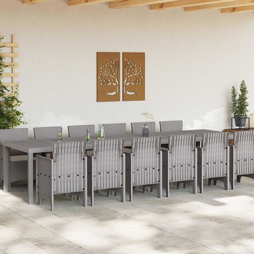 Kert étkező szett 13 pcs Világosszürke Polt rattan