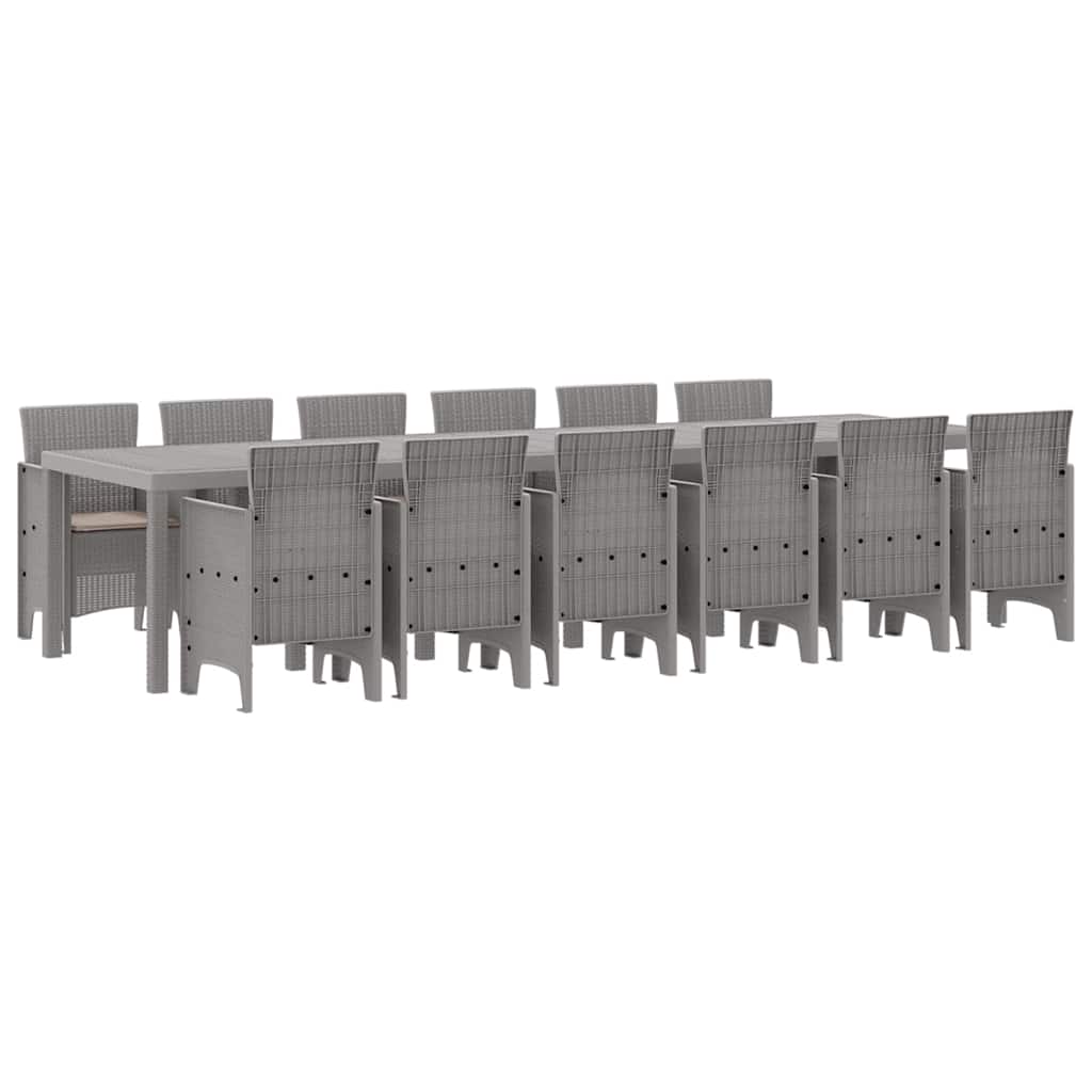 Kert étkező szett 13 pcs Világosszürke Polt rattan