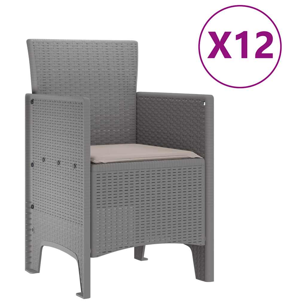 Kert étkező szett 13 pcs Világosszürke Polt rattan