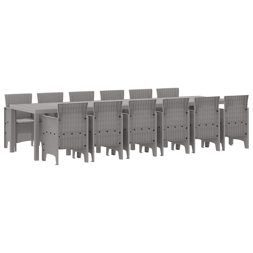 Kert étkező szett 13 pcs Világosszürke Polt rattan