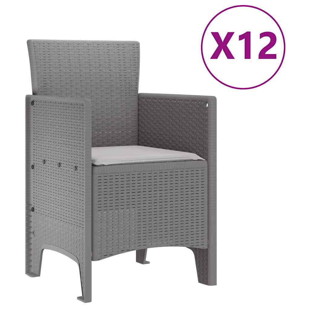 Kert étkező szett 13 pcs Világosszürke Polt rattan