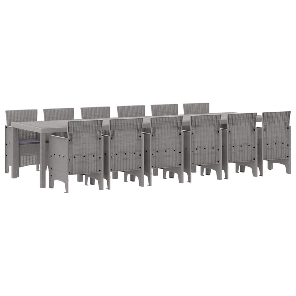 Kert étkező szett 13 pcs Világosszürke Polt rattan
