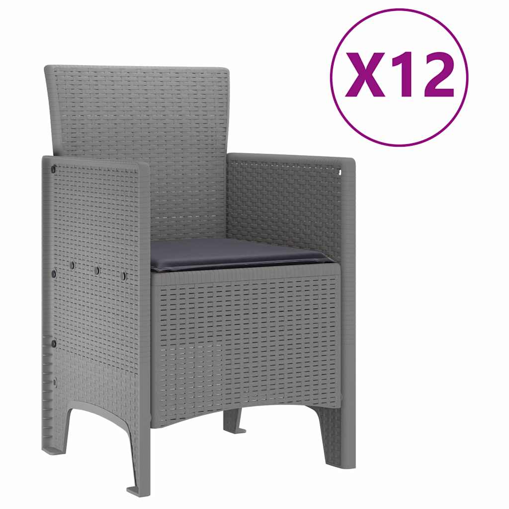Kert étkező szett 13 pcs Világosszürke Polt rattan