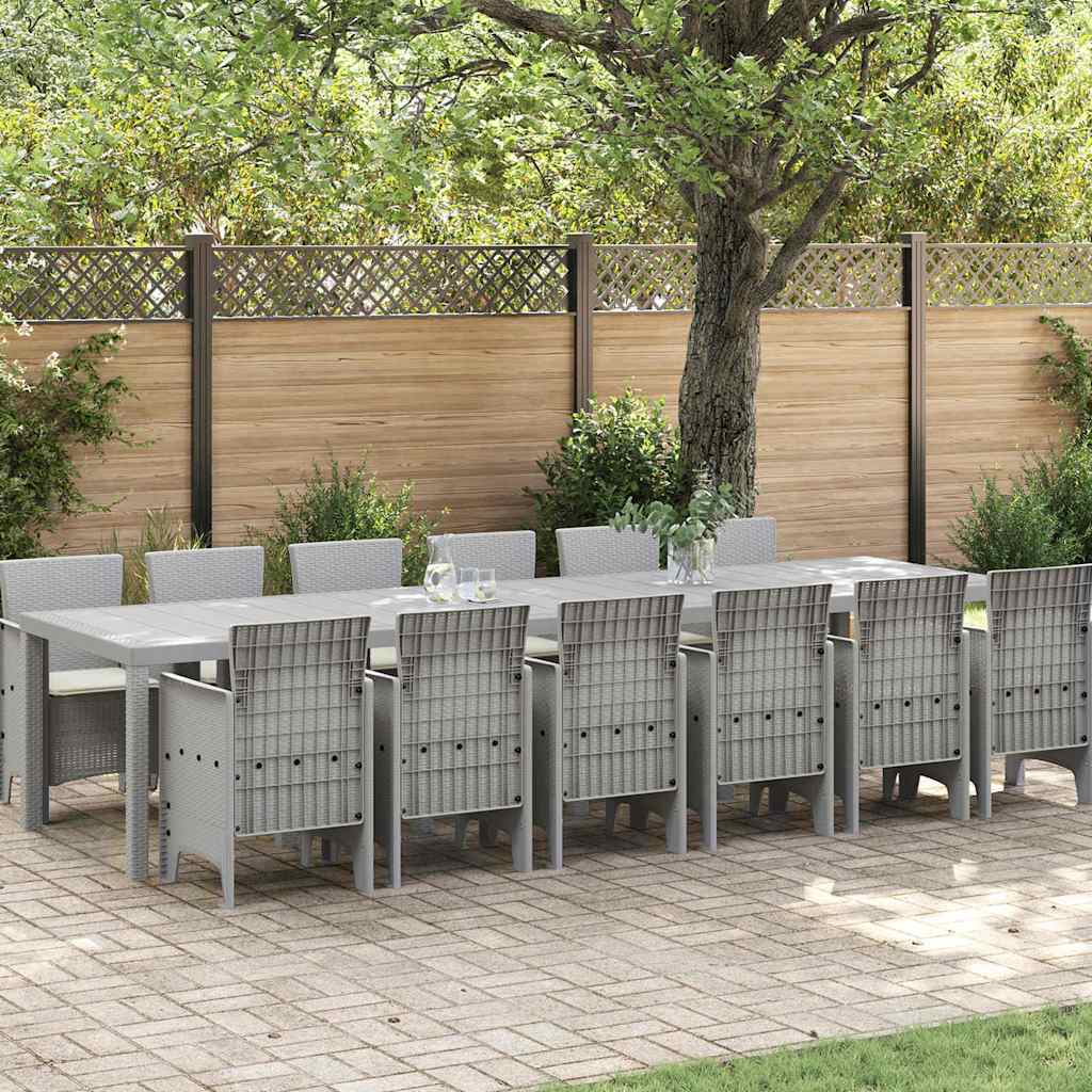 Kert étkező szett 13 pcs Világosszürke Polt rattan