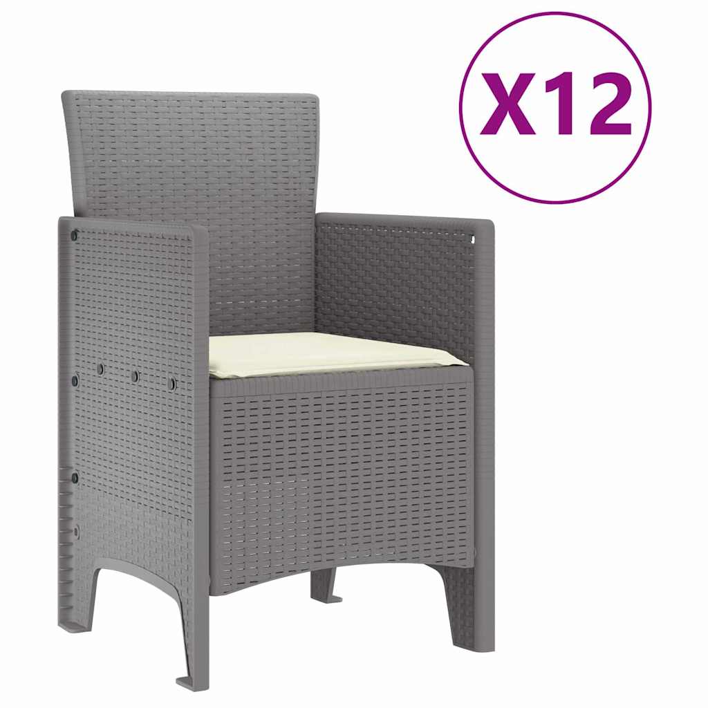 Kert étkező szett 13 pcs Világosszürke Polt rattan
