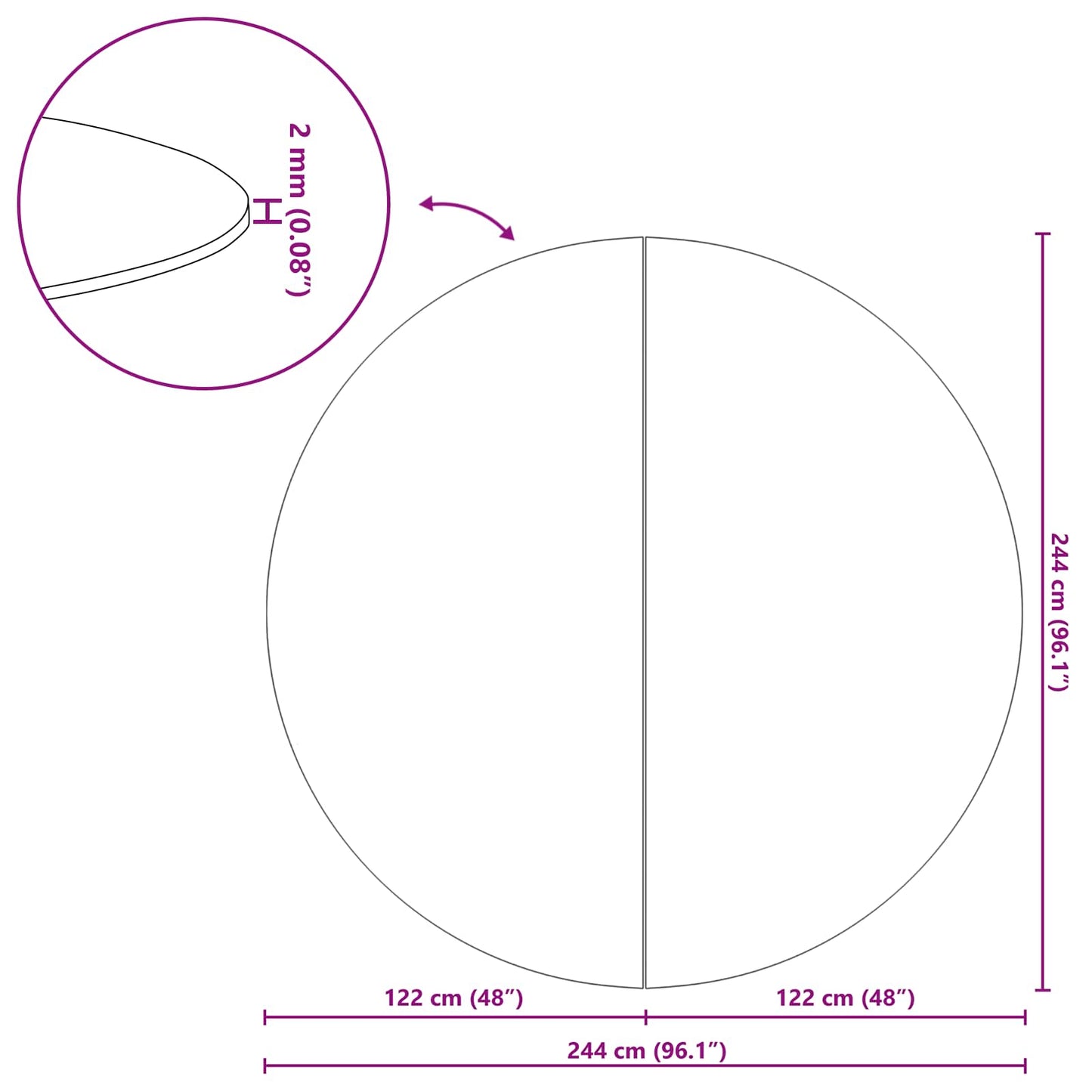 Medence alatlappal Fekete Ø 244 cm Nemes szövet