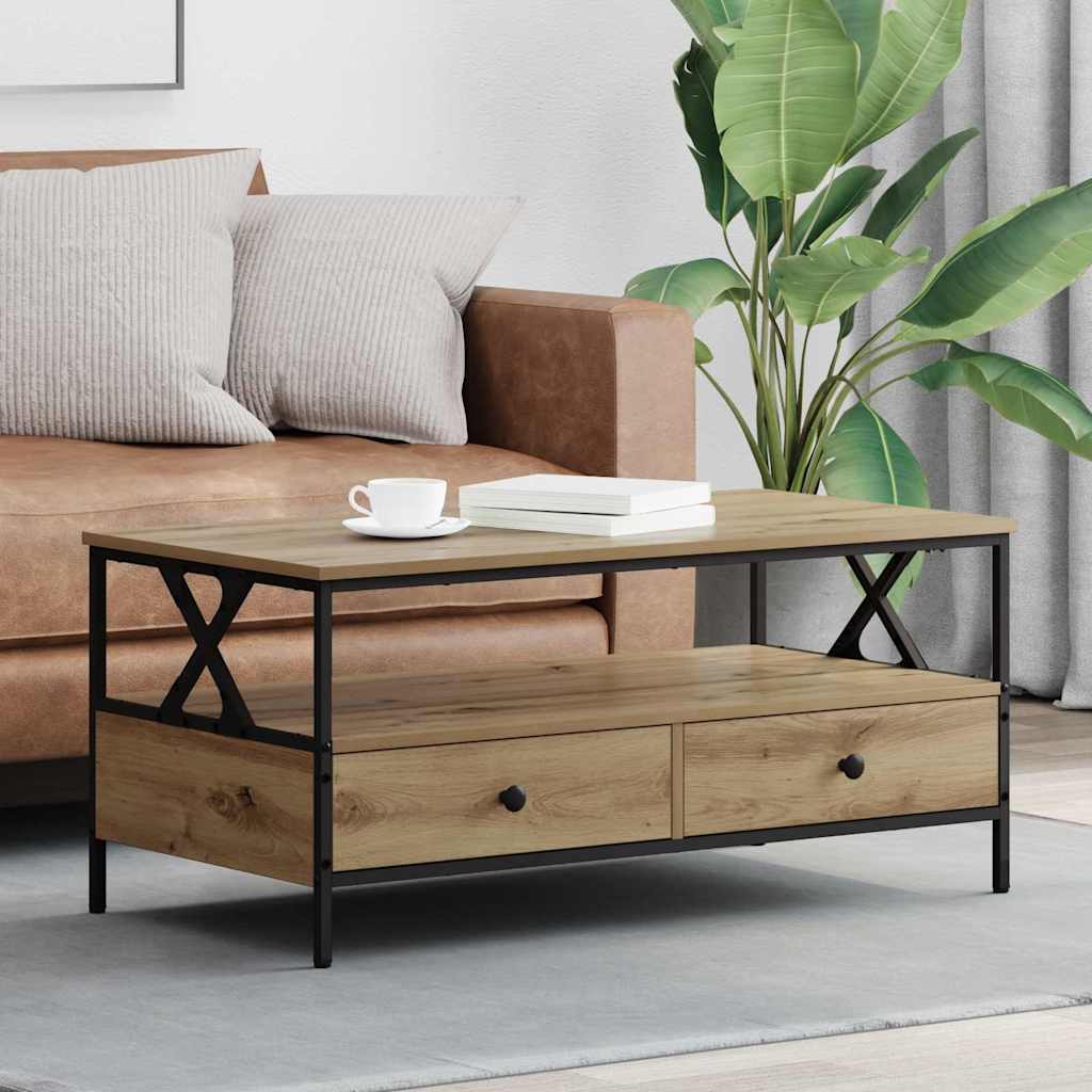 Dohányzóasztal kézműves tölgy 100 x 51 x 45 cm Szerelt fa
