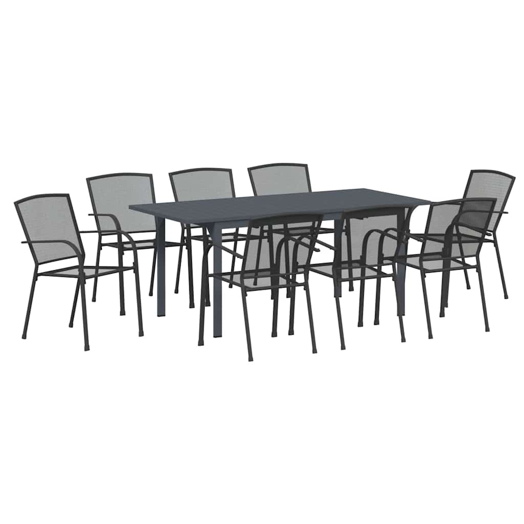 Kert étkező szett 9 pcs Antracit Porfestett acél