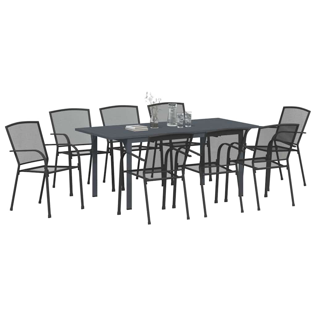 Kert étkező szett 9 pcs Antracit Porfestett acél