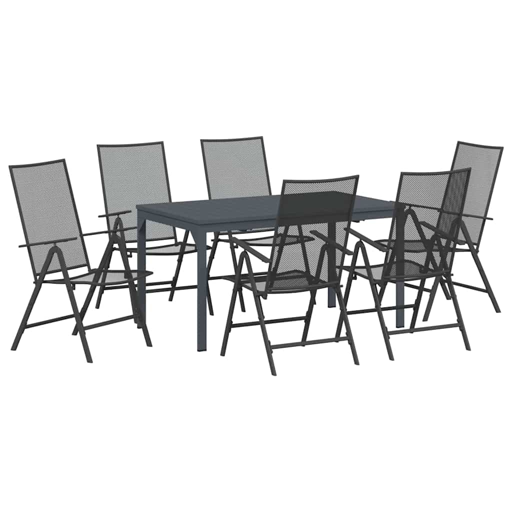 Kert étkező szett 7 pcs Antracit Porfestett acél