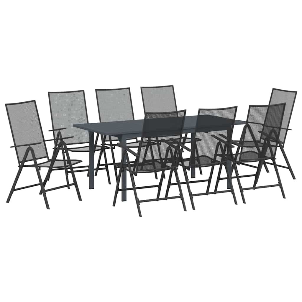 Kert étkező szett 9 pcs Antracit Porfestett acél