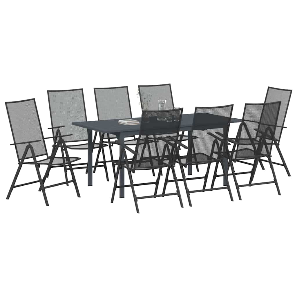 Kert étkező szett 9 pcs Antracit Porfestett acél