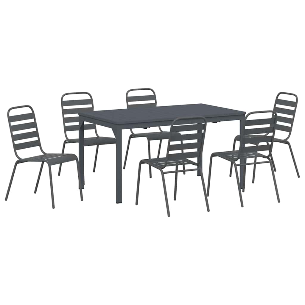 Kert étkező szett 7 pcs Antracit Porfestett acél