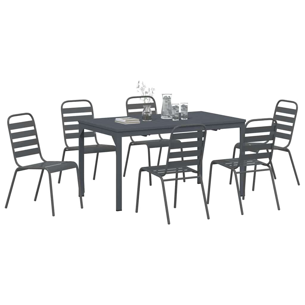 Kert étkező szett 7 pcs Antracit Porfestett acél