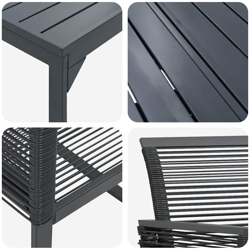 Kert étkező szett 7 pcs Fekete polirattan