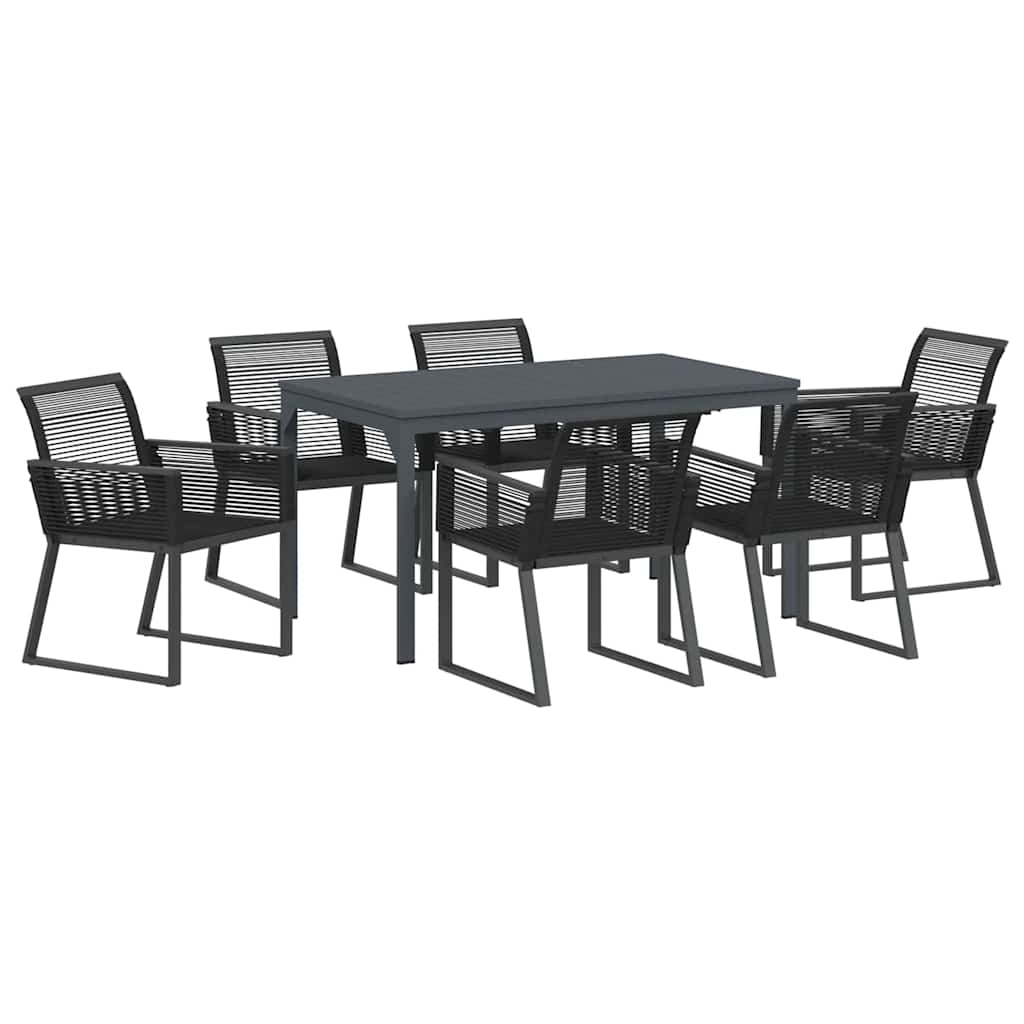 Kert étkező szett 7 pcs Fekete polirattan