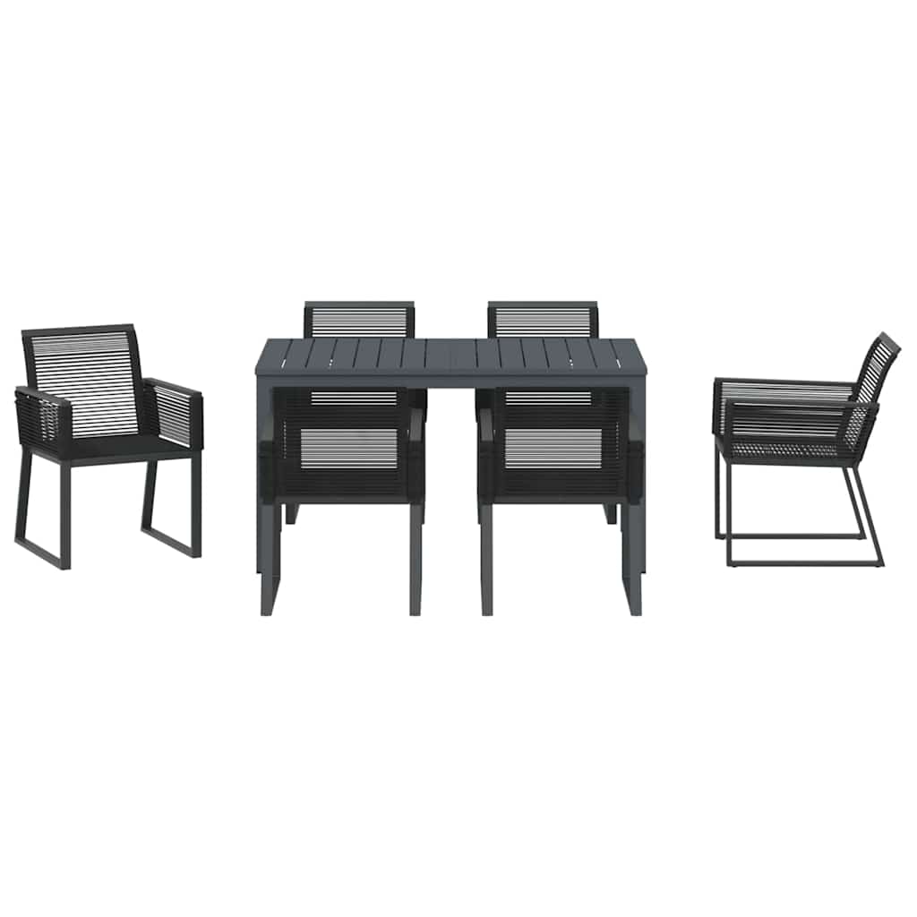 Kert étkező szett 7 pcs Fekete polirattan