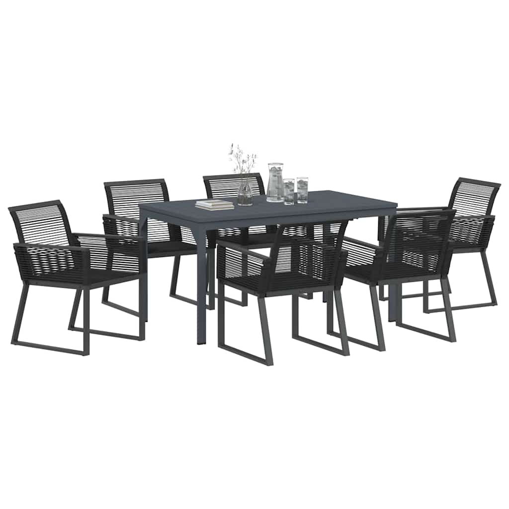 Kert étkező szett 7 pcs Fekete polirattan