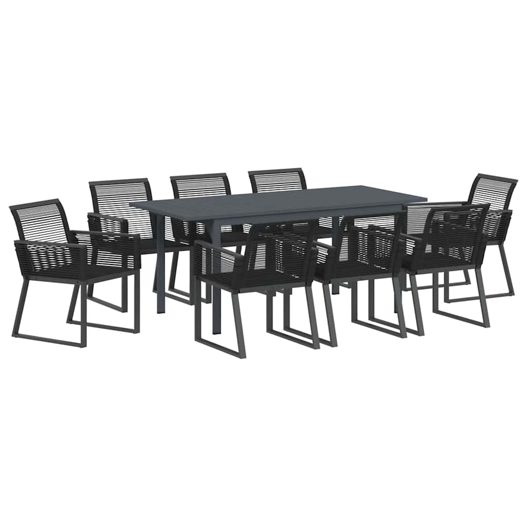 Kert étkező szett 9 pcs Fekete polirattan