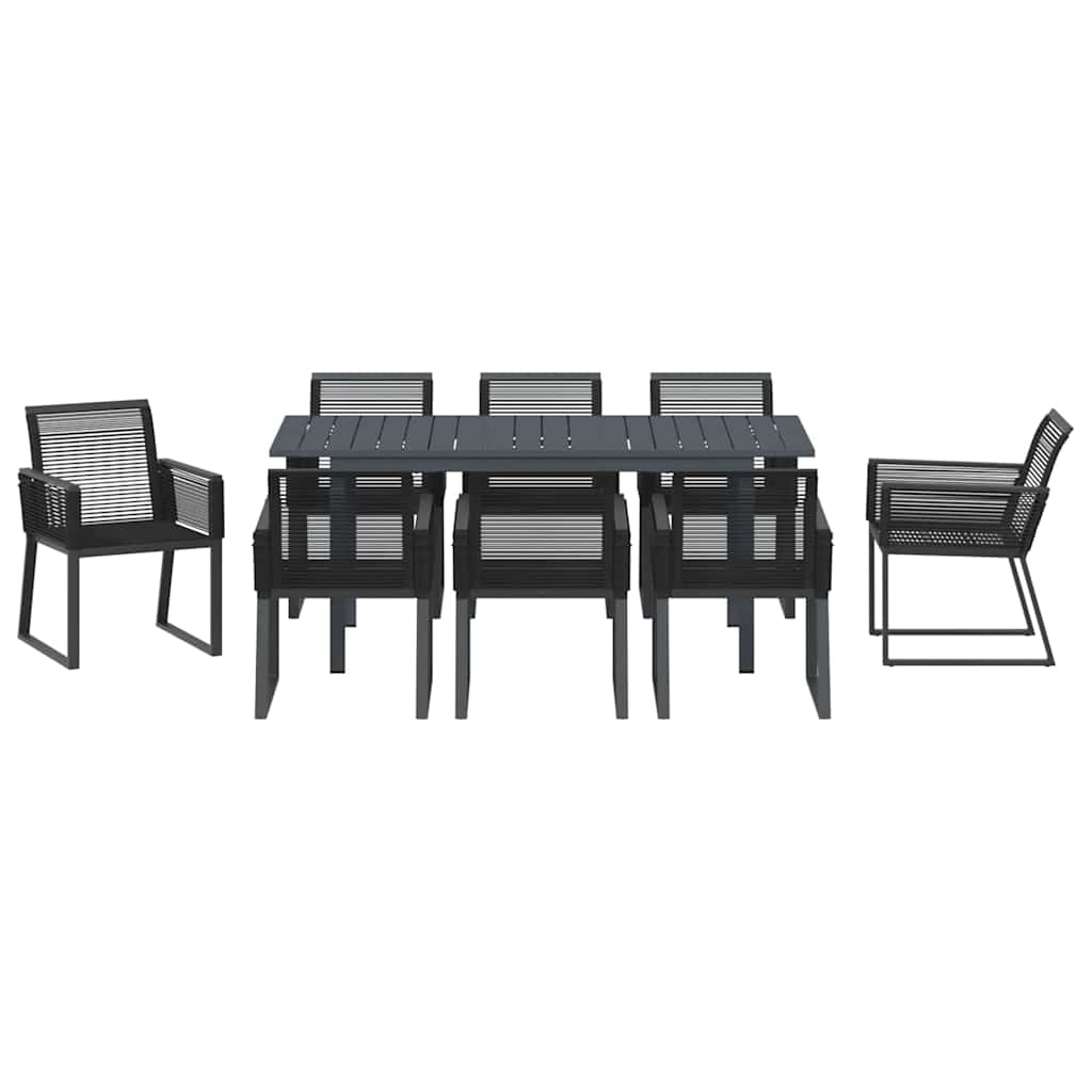 Kert étkező szett 9 pcs Fekete polirattan