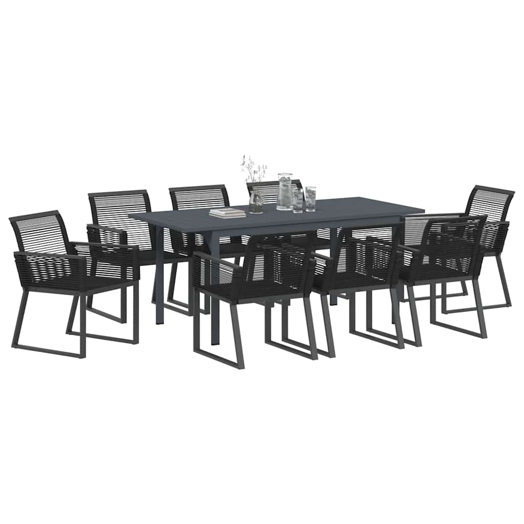 Kert étkező szett 9 pcs Fekete polirattan