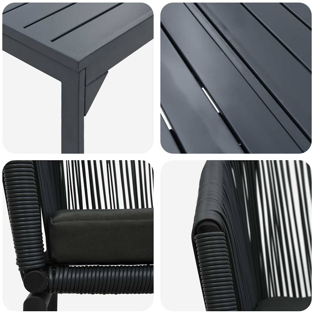 Kert étkező szett 7 pcs Fekete polirattan
