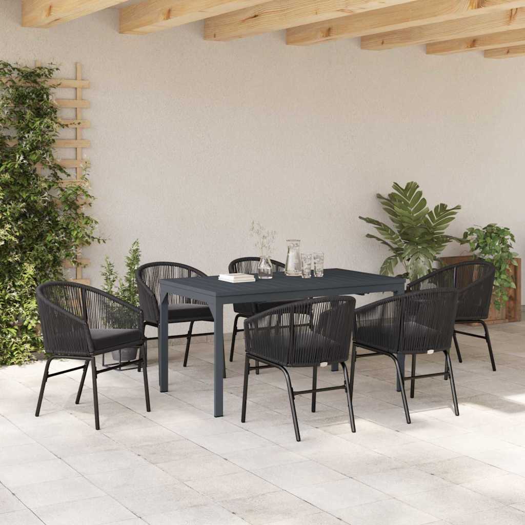 Kert étkező szett 7 pcs Fekete polirattan