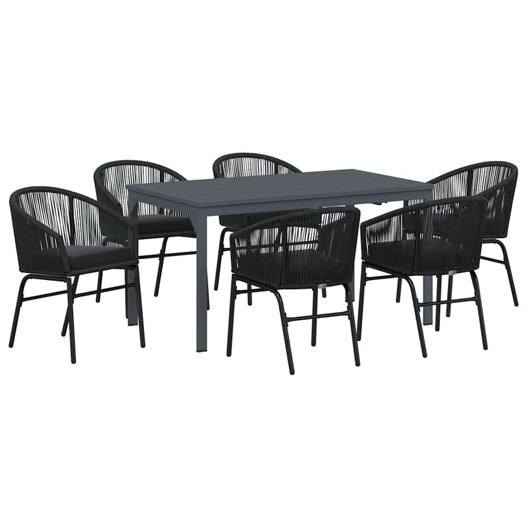 Kert étkező szett 7 pcs Fekete polirattan